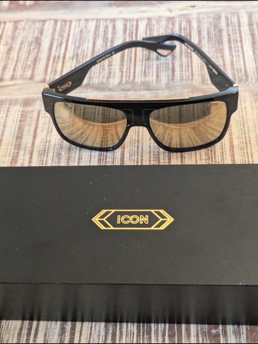 ICON Brando Black Sunglasses with Gold Accent - Hollywood